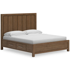 Light Brown Bed California King, view 1; selected furniture detail; mattress bedding and decor excluded - 23
