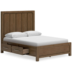 Light Brown Bed Queen, view 2; selected furniture detail; mattress bedding and decor excluded - 3