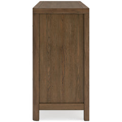 Light Brown Dresser, view 3; selected furniture detail; mattress bedding and decor excluded - 36