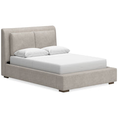 Light Neutral / Light Brown Bed Queen, view 1; selected furniture detail; mattress bedding and decor excluded - 2