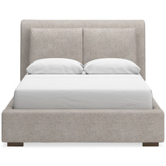 Light Neutral / Light Brown Bed Queen, view 2; selected furniture detail; mattress bedding and decor excluded - 3