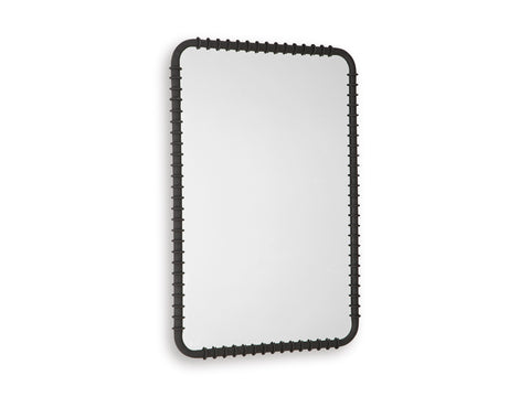 Black Ribbed Metal Rectangular Wall Mirror