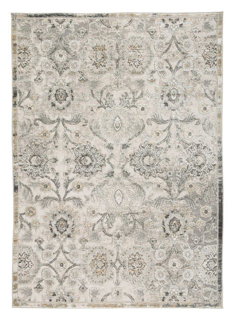 Cream Gold Sage and Gray Botanical Woven Rug