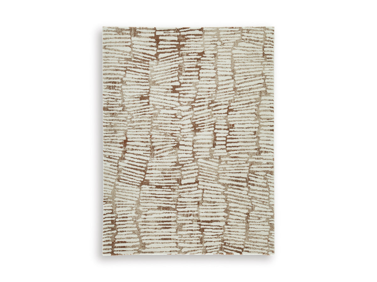 Cream/Tan/Rust 63" x 83", complete rug product view