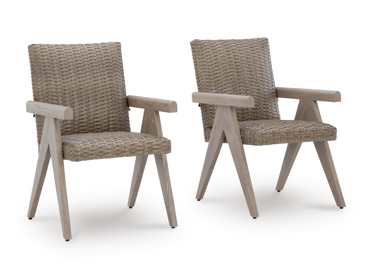 Beige / Outdoor Arm Chair Set, complete set of two chairs