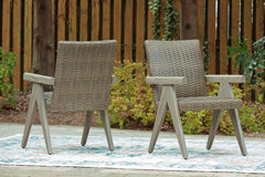 Beige / Outdoor Arm Chair Set, both chairs in outdoor setting; other furniture excluded - 2