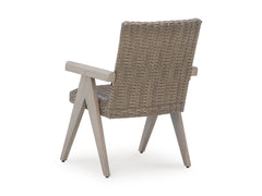 Beige / Outdoor Arm Chair Set, one chair rear view; two included - 3