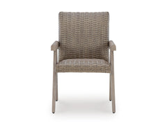 Beige / Outdoor Arm Chair Set, one chair front view; two included - 4