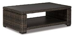 Brown Rectangular Cocktail Table, full product view - 1