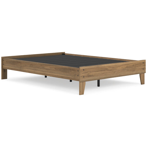 Wood-Grain Platform Bed in Honey, Black or Light Natural