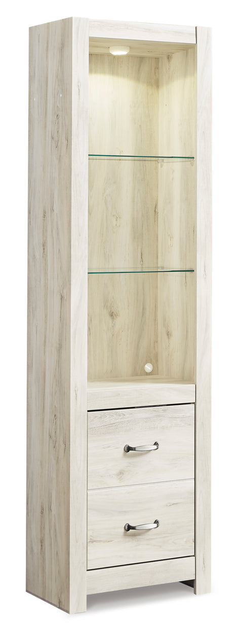 Antiqued White Oak-Grain Pier Cabinet with Reversible Door