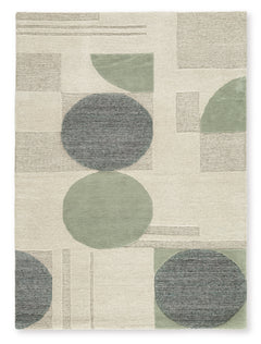 Linen/Blue/Green 60.5" x 84", complete rug product view - 5
