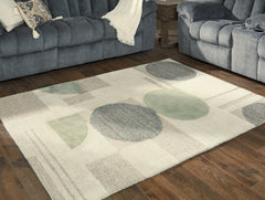 Linen/Blue/Green 60.5" x 84", room view; furniture excluded - 6