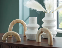 White/Natural Brown five-piece accessory set, full product view - 1