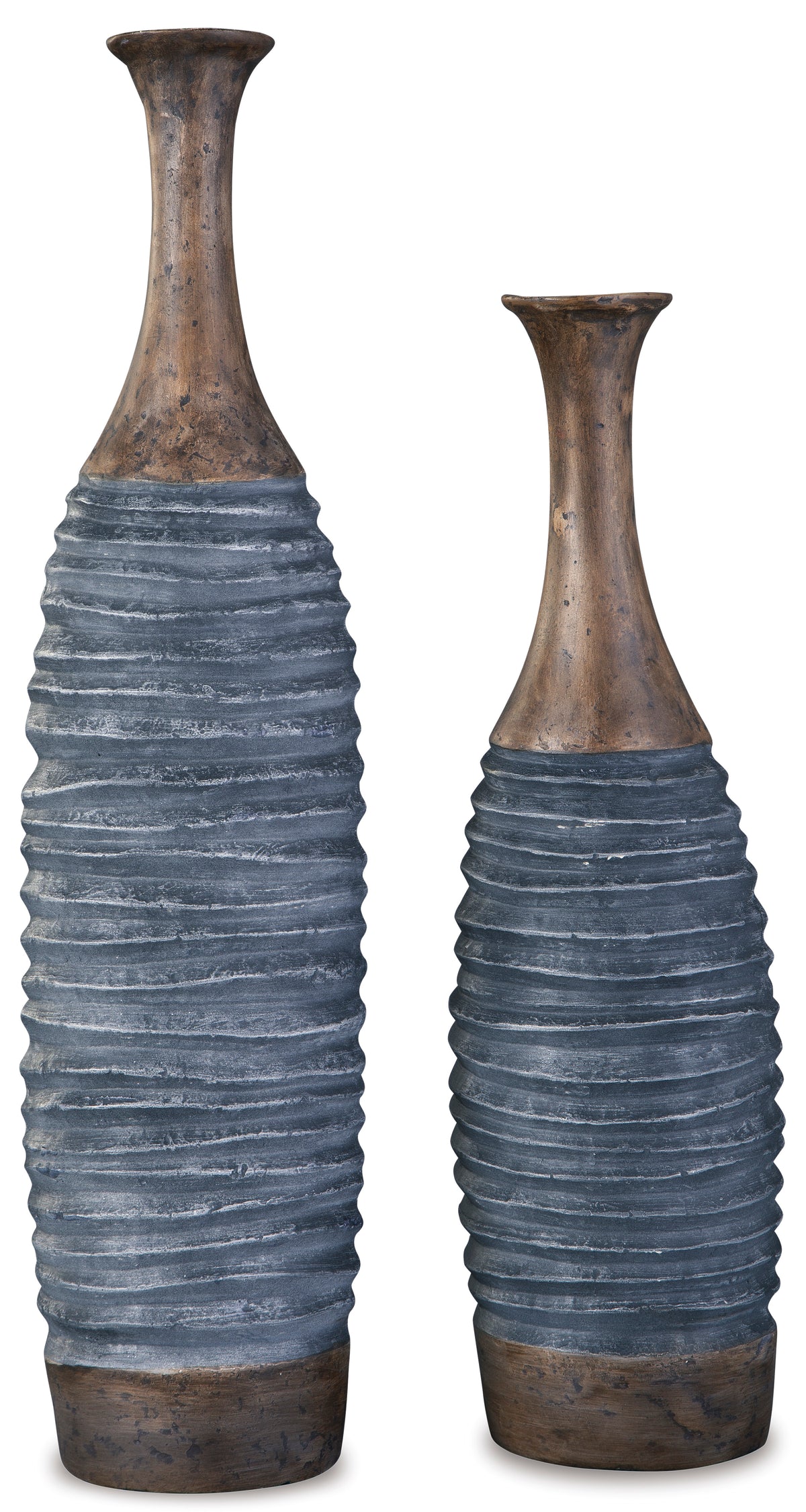 Antique Gray/Brown vase set, full product view