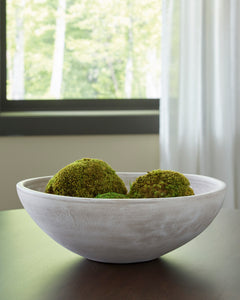 Distressed White decorative terracotta bowl, full product view - 9