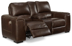 Walnut, complete loveseat reclined angle view - 3