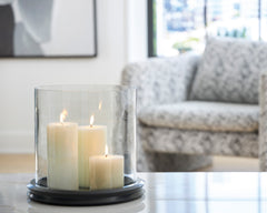 Clear/Black clear glass and black marble candle holder, full product view - 4