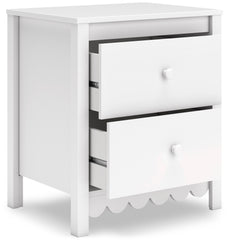 White, nightstand with drawers open - 2