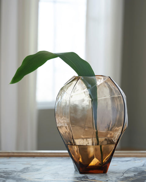 Ewart Light Brown Sculptural Blown Glass Vase