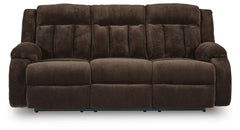 Chocolate, complete power reclining sofa, front view - 1