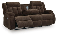 Chocolate, complete sofa with footrest and table extended - 3