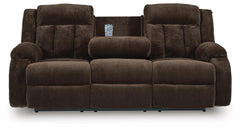 Chocolate, complete sofa with table extended, front view - 4