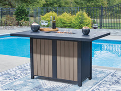 Navy Blue/Driftwood, fire pit bar table in outdoor setting; accessories excluded - 2