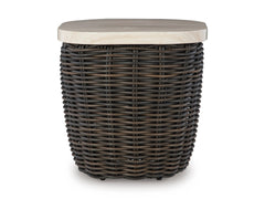 Beige/Dark Brown, side table front view - 2