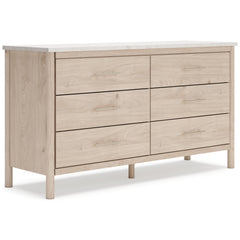 Two-tone, complete six-drawer dresser, angled view - 1
