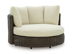 Beige/Dark Brown Swivel Lounge Chair w/Cushion, full product view - 1