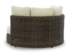 Beige/Dark Brown Swivel Lounge Chair w/Cushion, product view 2 - 2