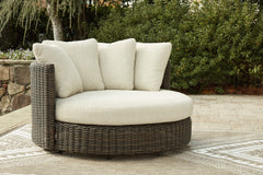 Beige/Dark Brown Swivel Lounge Chair w/Cushion, product view 4 - 4