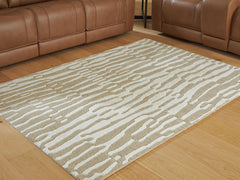 Beige/White 59.5" x 82.5", room view; furniture excluded - 6