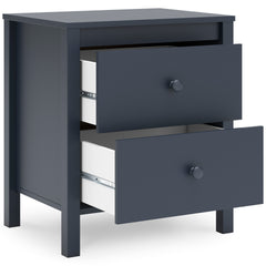 Navy Blue, nightstand with drawers open - 2
