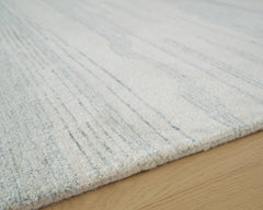 Ivory/Blue 60.75" x 83.13", pile and edge detail - 7