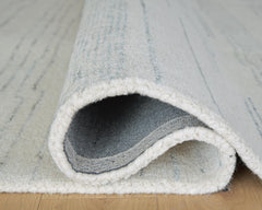 Ivory/Blue 60.75" x 83.13", rolled rug backing detail - 8