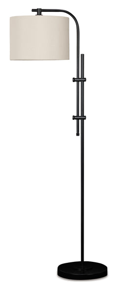 Black floor lamp, full product view - 1