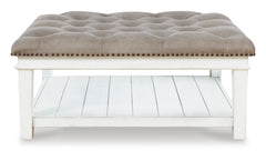 Grayish Brown/White upholstered ottoman coffee table, product view 2 - 2