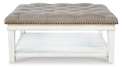 Grayish Brown/White upholstered ottoman coffee table, product view 3 - 3