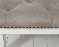 Grayish Brown/White upholstered ottoman coffee table, product view 6 - 6