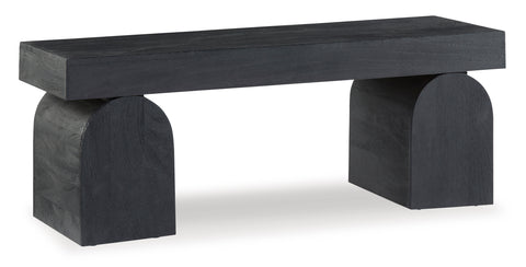 Matte Black Solid Wood Accent Bench with Sculpted Legs