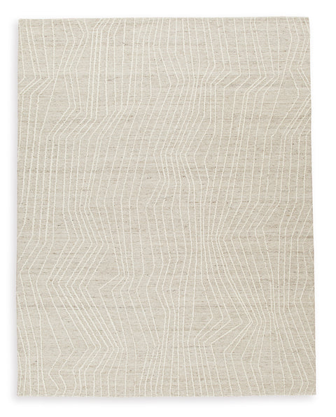 Gray and Ivory Linear Abstract Hand-Tufted Rug