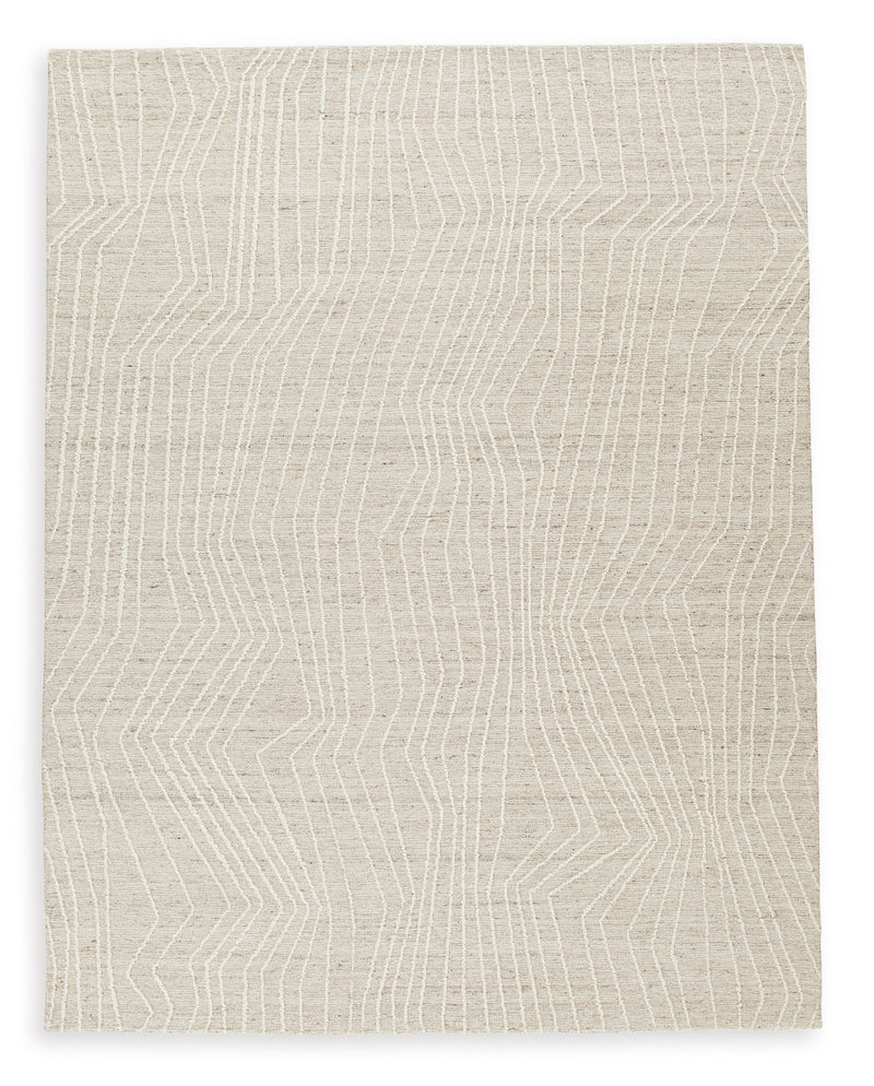 Gray and Ivory Linear Abstract Hand-Tufted Rug