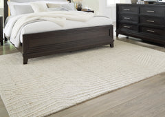Gray/Ivory 91.88" x 120.75", room view; furniture excluded - 2