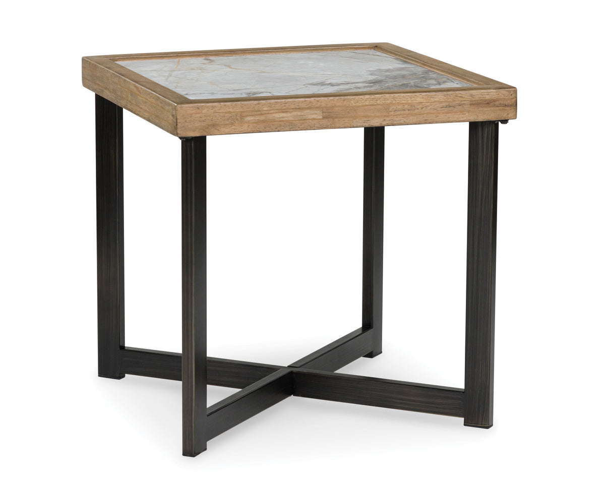 Multi sintered stone square end table, full product view