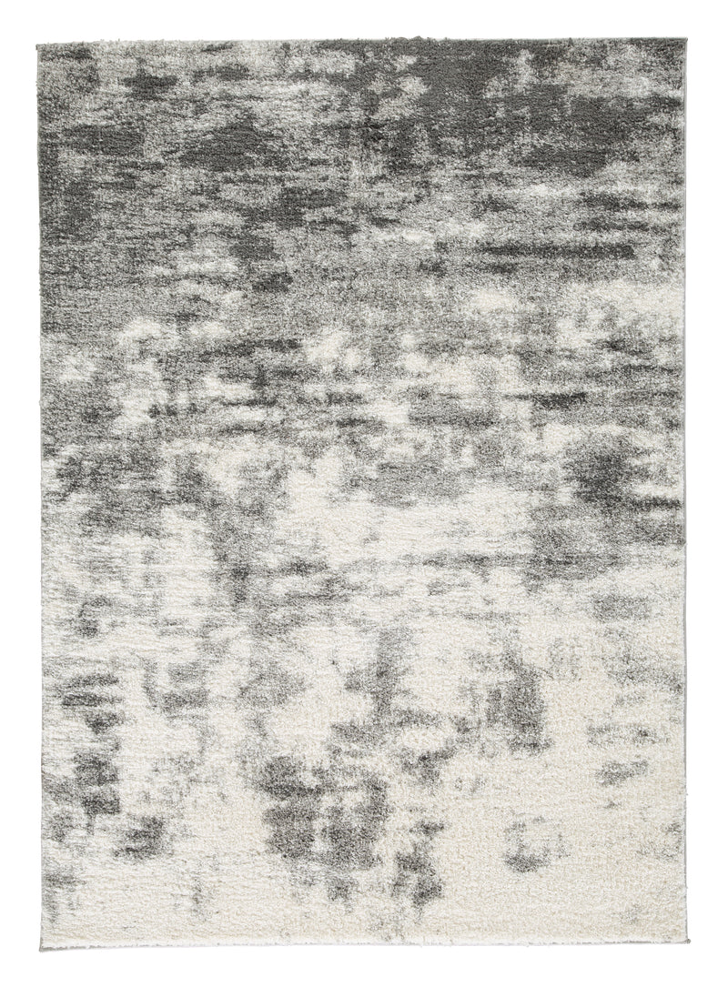 Cream and Gray Abstract Plush Woven Rug