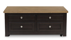 Brown four drawer lift top coffee table, product view 3 - 3