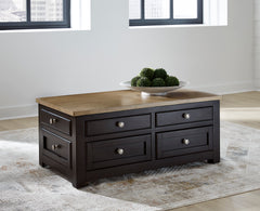 Brown four drawer lift top coffee table, product view 5 - 5