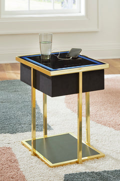 Black/Gold Finish Accent Table with Speaker, view 8 - 7